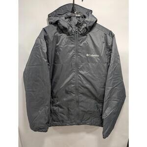 Mens Columbia Sportswear Company Gray Windbreaker Full Zip Hooded Jacket Size M